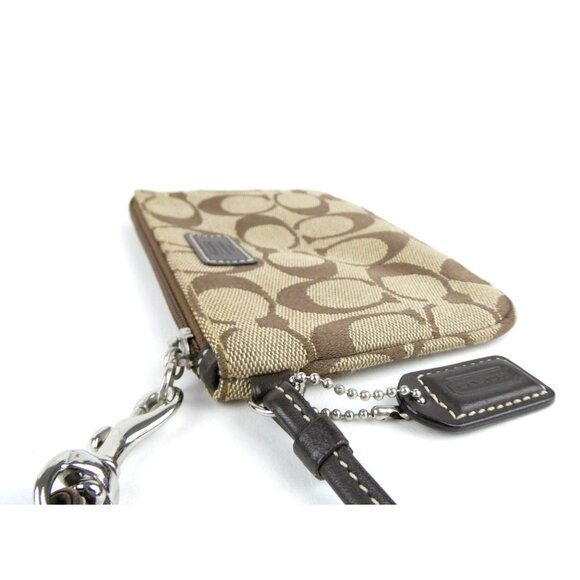 Coach Signature Khaki Brown Wristlet - Picture 3 of 11